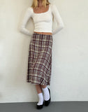 Image of Brella Midi Skirt in Multi Check Brown