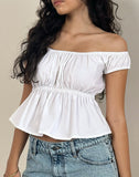 Image of Briari Drawstring Top in Poplin White