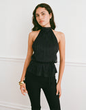 Image of Brienne Top in Chiffon Plisse Black with Lining