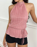 Image of Brienne Top in Chiffon Plisse Pink
