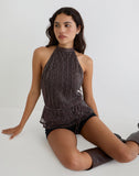 Image of Brienne Top in Brown Shimmer Sheer Plisse