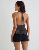 Image of Brienne Top in Brown Shimmer Sheer Plisse