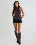 Image of Brienne Top in Brown Shimmer Sheer Plisse