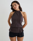 Image of Brienne Top in Brown Shimmer Sheer Plisse