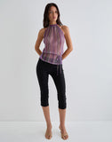 Image of Brienne Top in Shimmer Plisse Purple Pink