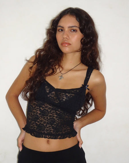 Damaris Cami Top in Black with Black Binding