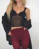 Image of Brietta Mesh Top in Polka Black Flock