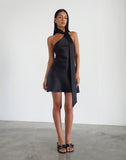 Image of Brigid One Shoulder Satin Dress in Black