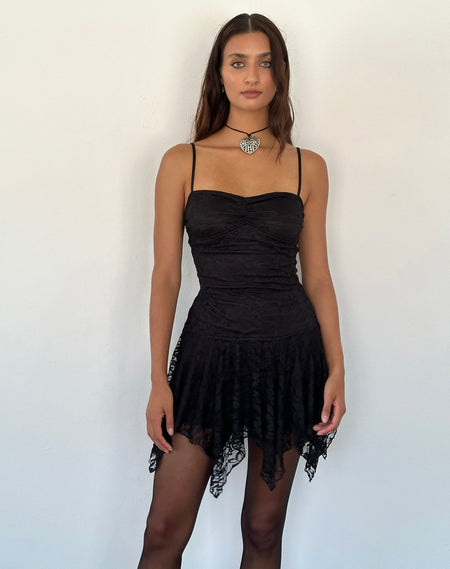 Binita Mini Dress in Chiffon Black