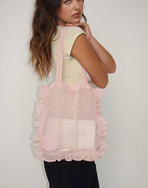 Image of Brinana Tote Bag in Textured Chiffon Pink