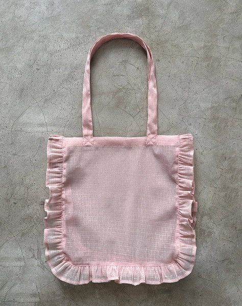 Image of Brinana Tote Bag in Textured Chiffon Pink