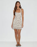 Image of Broly Halter Dress in Line Flower Cream
