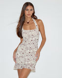 Image of Broly Halter Dress in Line Flower Cream