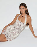 Image of Broly Halter Dress in Line Flower Cream