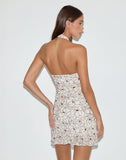 Image of Broly Halter Dress in Line Flower Cream