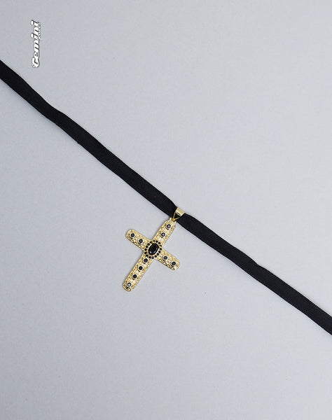 Image of Brooklyn Cross Choker Necklace by Gemini Jewels