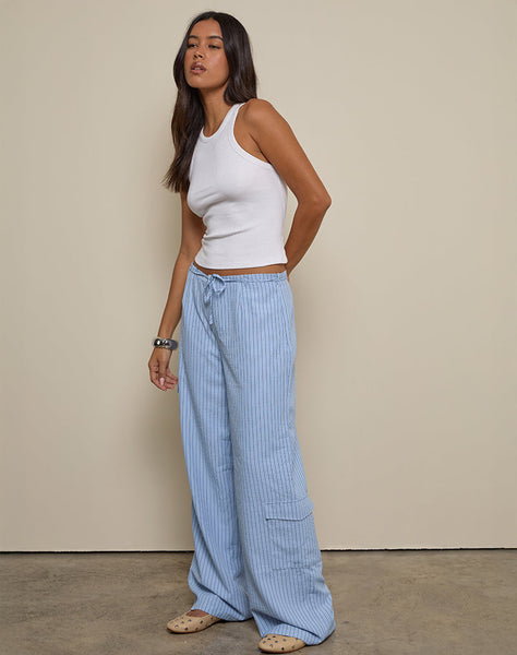 Image of Bruna Cargo Trouser in Blue Stripe