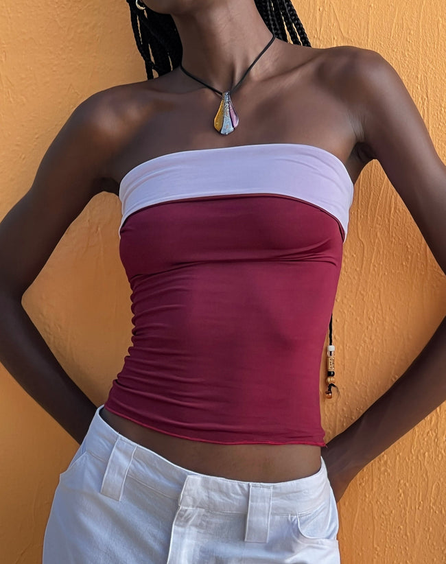 Image of Brylee Bandeau Crop Top in Wine Lilac