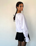 Image of Bulila Tie Sleeve Blouse in White Poplin