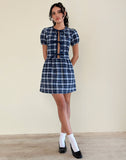 Image of Byan Tie Front Dress in Tartan Dark Blue