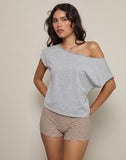 Image of Balia Asymmetric Short Sleeve Basic Top in Grey Marl