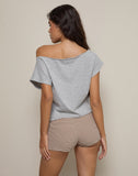 Image of Balia Asymmetric Short Sleeve Basic Top in Grey Marl