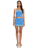 image of MOTEL X BARBARA Delina Crop Top in Blue Hibiscus