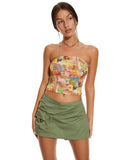 image of MOTEL X BARBARA Shae Bandeau Top in 90's Tropical Collage