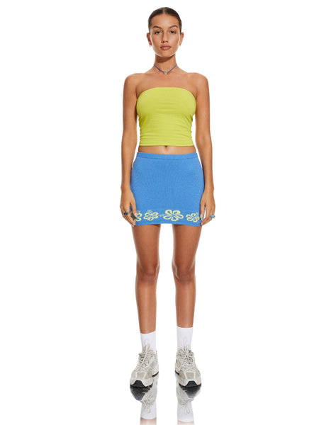 image of MOTEL X BARBARA Danina Mini Skirt in Blue Hibiscus