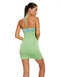 Image of MOTEL X BARBARA Maliga Mini Dress in Green Hibiscus