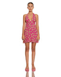 image of MOTEL X BARBARA Leana Mini Dress in 90s Beachy Floral Hot Pink