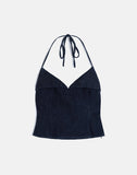 Image of Caira Chambray Halter Top in Indigo