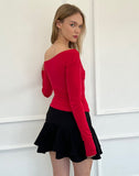 Image of Cairo One Shoulder Long Sleeve Top in Red