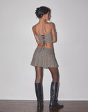 Image of Casini Pleated Micro Skirt in Micro Check Brown