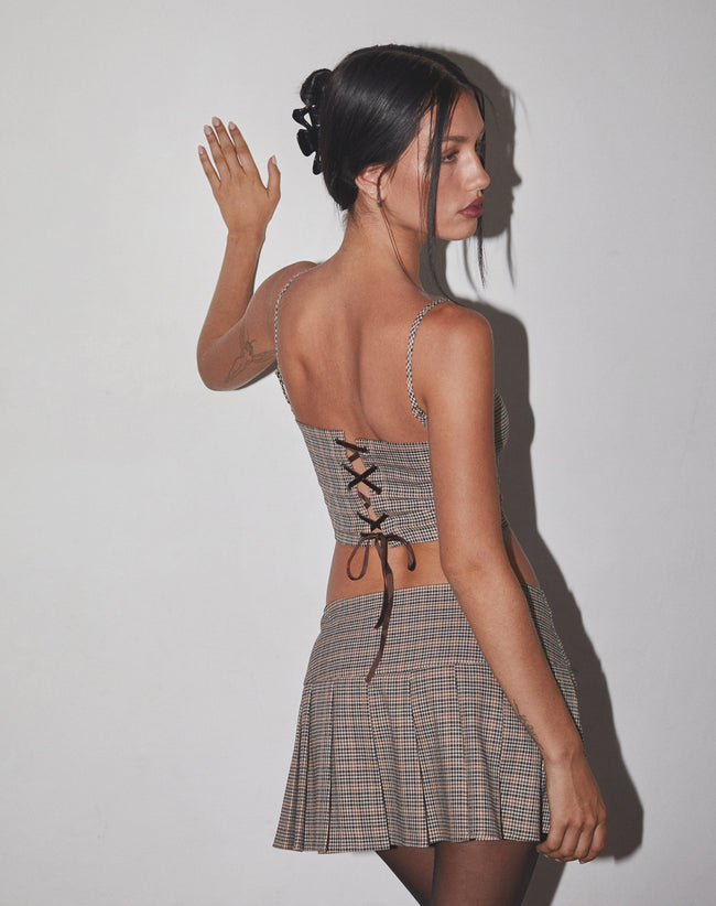 Image of Calida Corset Top in Micro Check Brown