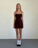 image of Calilia Cami Dress in Bitter Chocolate with Pink Bows