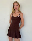 image of Calilia Cami Dress in Bitter Chocolate with Pink Bows