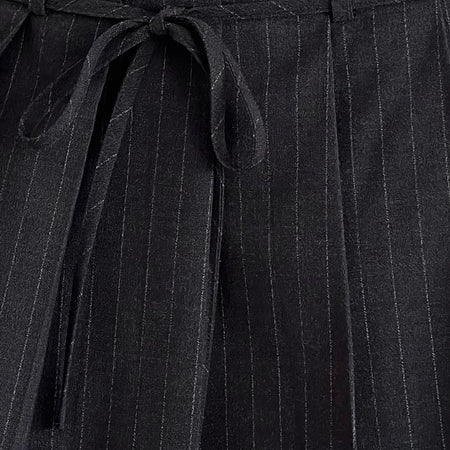 Calina Pleated Mini Skirt in Black Pinstripe