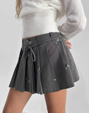 Image of Calina Skirt in Floral Embroidery Tailoring Charcoal