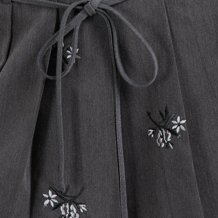 Calina Skirt in Floral Embroidery Tailoring Charcoal