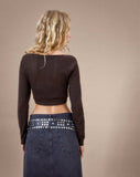 image of Calum Long Sleeve Top in Lightweight Pointelle Coffee