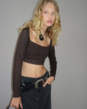 image of Calum Long Sleeve Top in Lightweight Pointelle Coffee