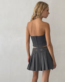 Image of Caluna Eyelet Mini Skirt in Charcoal Grey