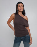 Image of Calyce Off Shoulder Top in Fluffy Knit Dark Brown