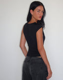 Image of Cambrie Asymmetrical Sleeveless Top in Black