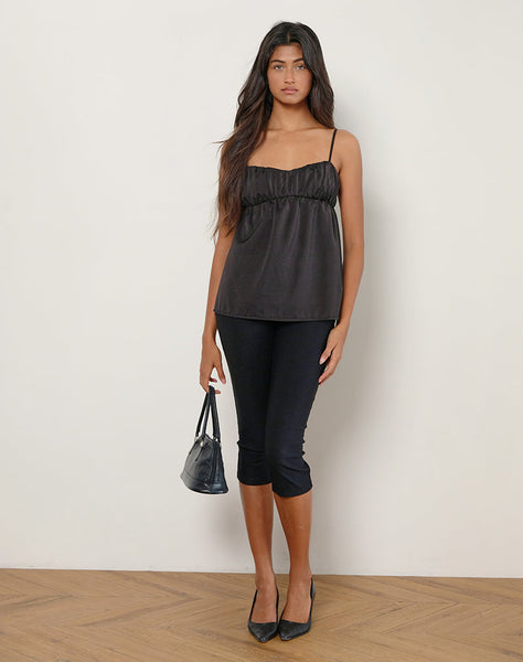 Image of Camden Longline Cami Top in Satin Black