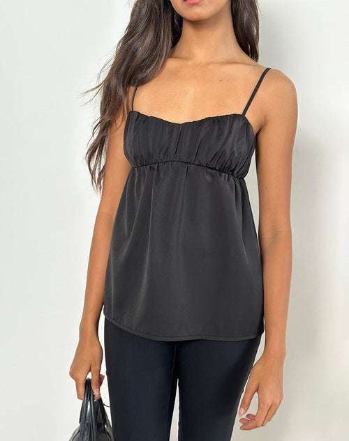 Image of Camden Longline Cami Top in Satin Black