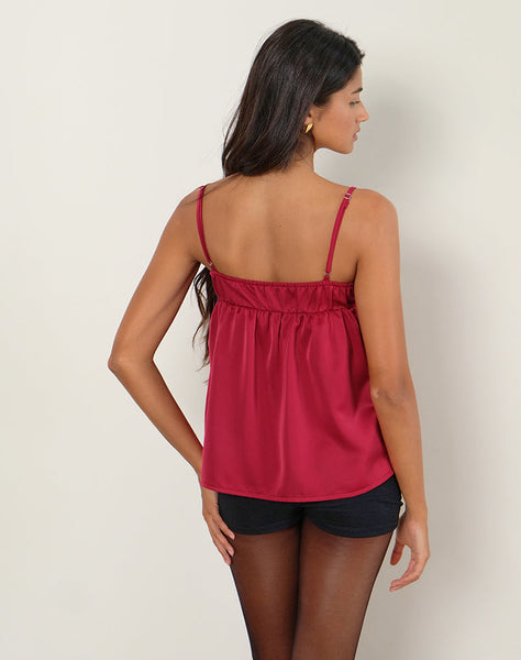 Image of Camden Longline Cami Top in Satin Red