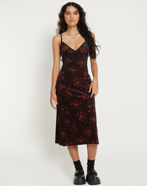 image of Camelia Maxi Dress in Rose Cluster Velvet