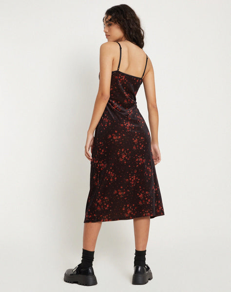 image of Camelia Maxi Dress in Rose Cluster Velvet